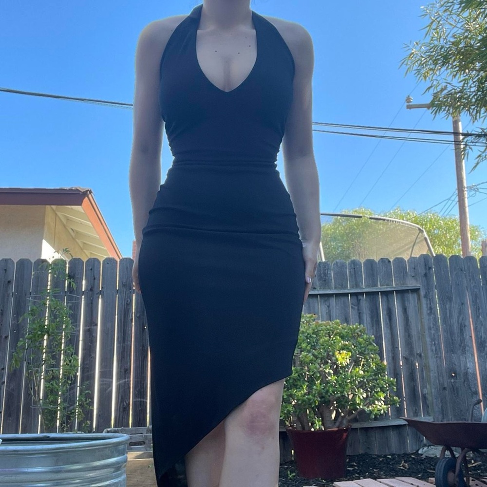 Elegant Black Halter Dress